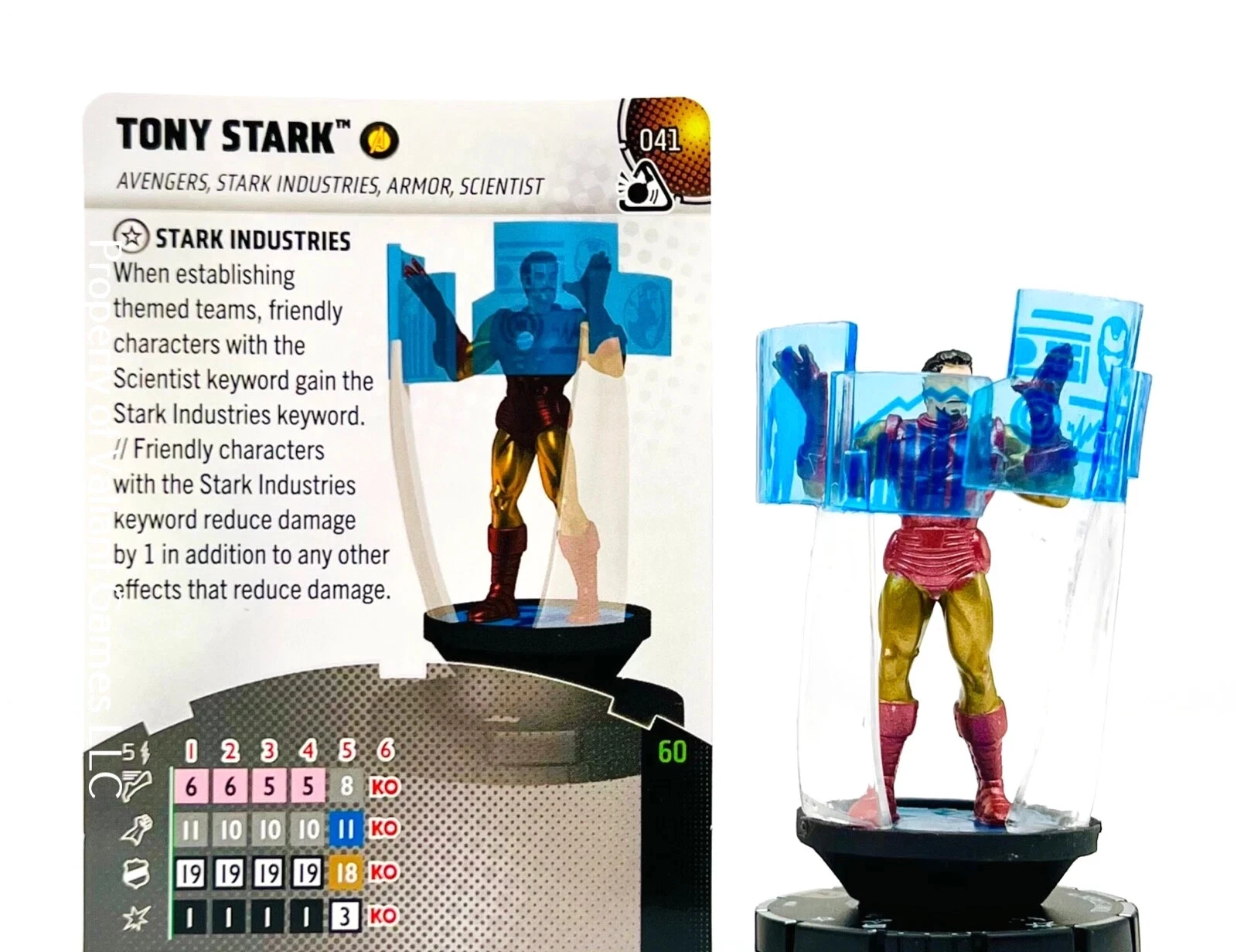 Tony Stark #041 HeroClix Figure with Card Marvel Smash & Destroy Set