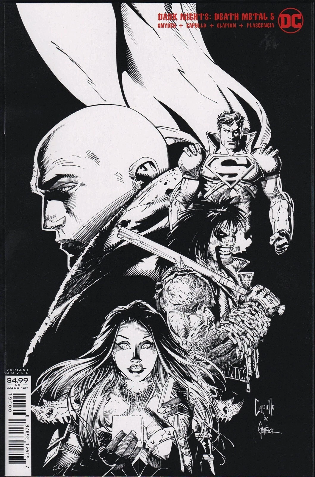 Dark Nights: Death Metal #5F [Greg Capullo & Jonathan Glapion Black & White Variant] (January 2021)