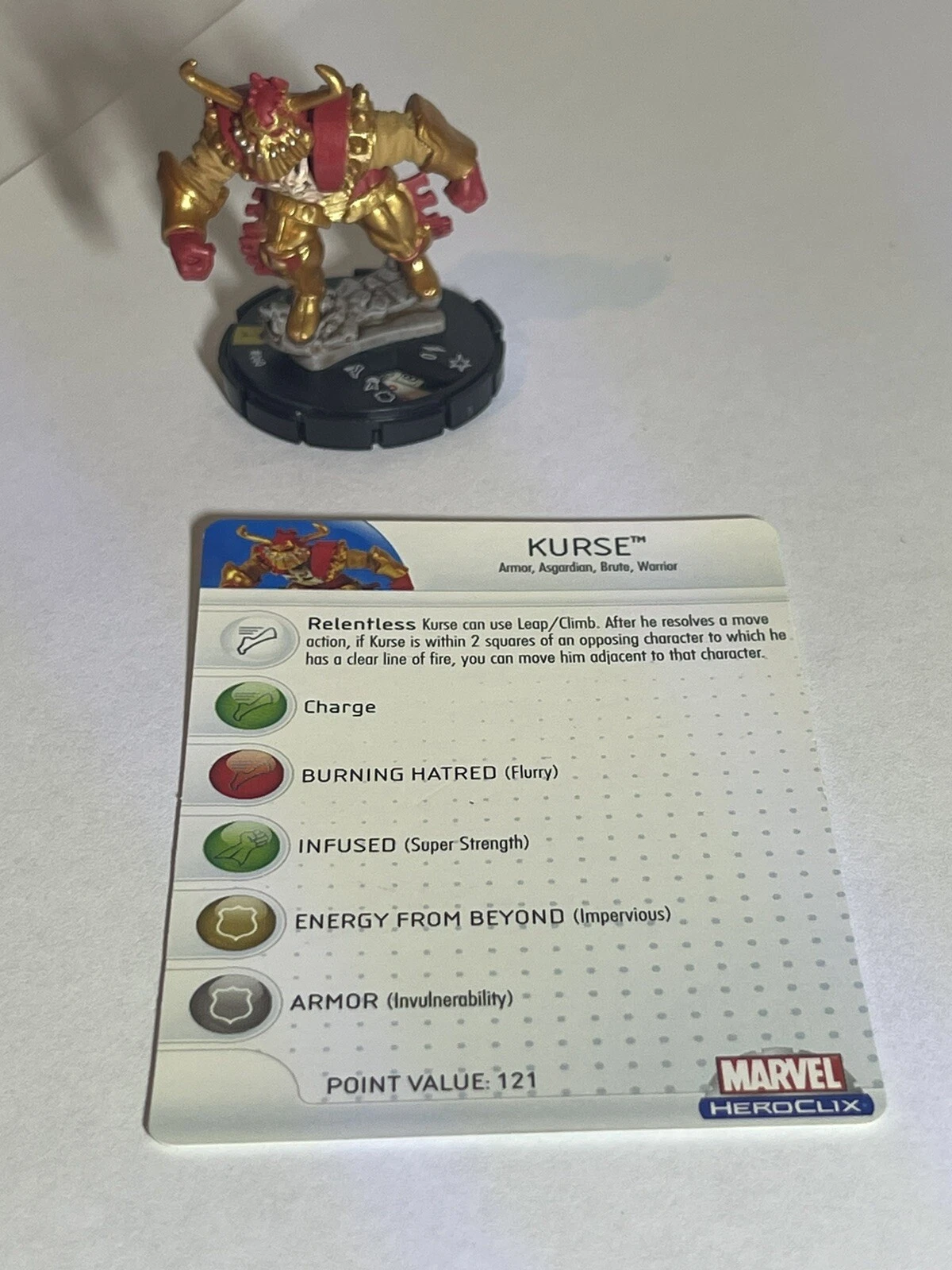 Marvel Kurse 060 Heroclix Hammer of Thor Super Rare Figure With Card