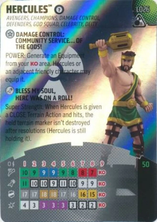 Marvel HeroClix Smash and Destroy Hercules #L026 Legacy Card