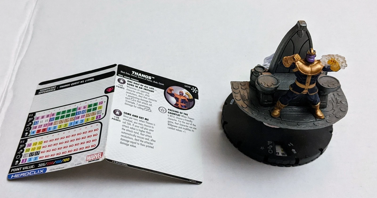 Marvel Thanos #G018 HeroClix Avengers Infinity Rare Figure With Card