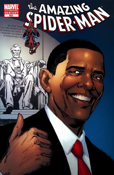 Amazing Spider-Man Vol II #583 [Fifth Printing Phil Jimenez Barack Obama Variant] (March 2009)