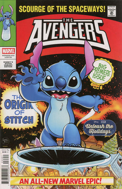 Avengers Vol VIII #33E [Luciano Vecchio Disney's Stitch Unleash the Holidays Variant] (February 2026)
